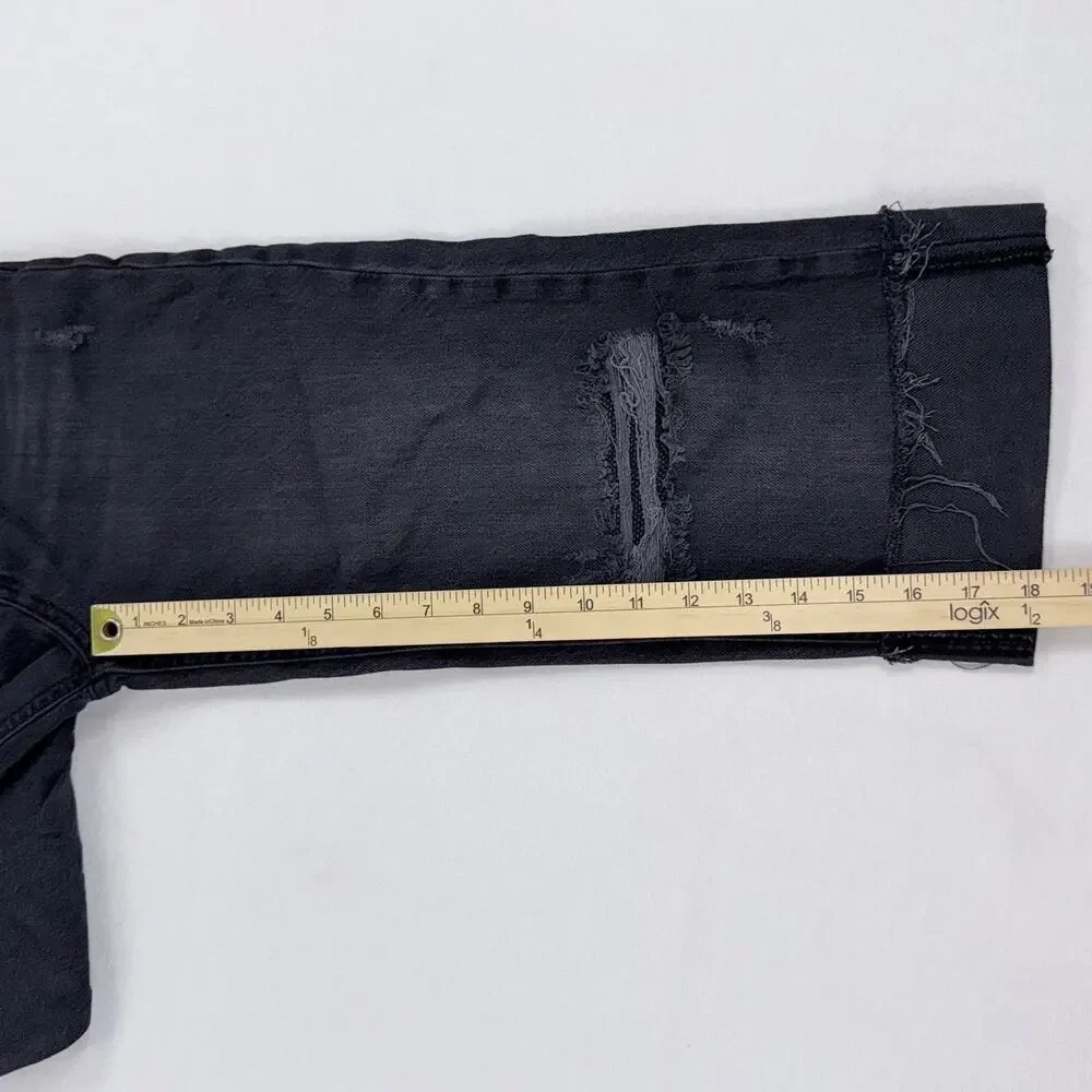 Zara Kids Girls Distressed Wide Leg Jean Size 9 Washed Black Gray
